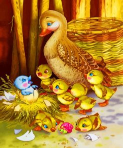 Goose and Chicks Animal Paint By Numbers