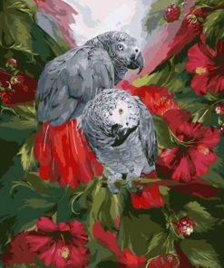Gray Parrot Birds Puzzle Paint By Numbers