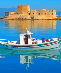 Greece Bourtzi Castle Landscape Paint By Numbers