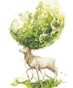 Green Deer Abstract Paint By Numbers