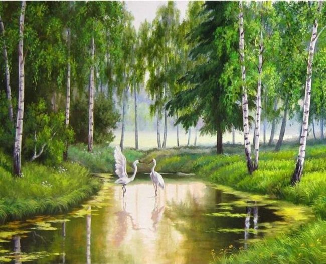 Green Forest Landscape Paint By Numbers