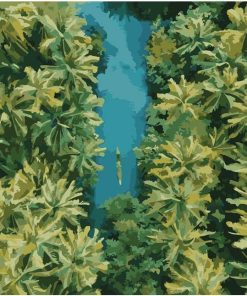 River Coconut Trees Landscape Paint By Numbers