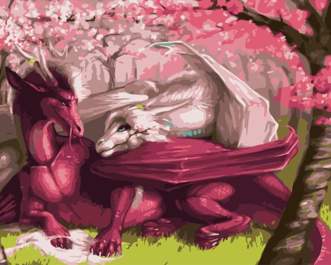 Mythical Dragons in Love Paint By Numbers