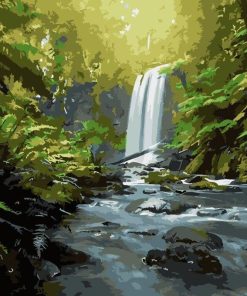 Peaceful Forest Waterfall Paint By Numbers