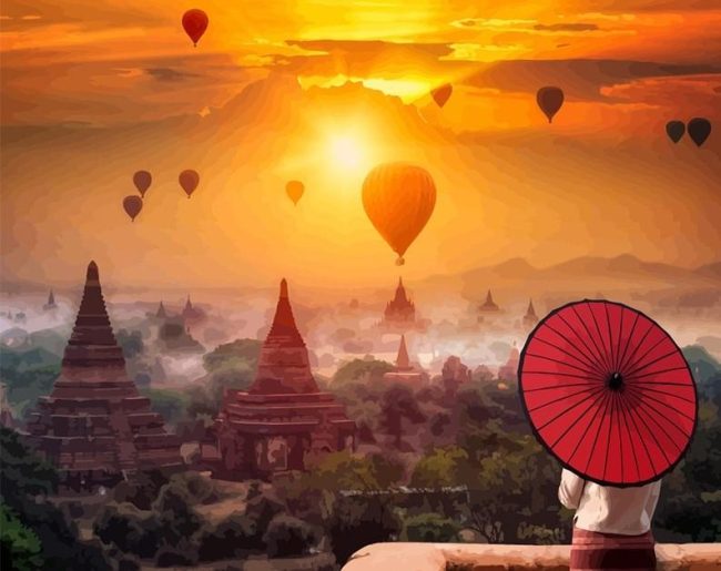 Stunning Myanmar Sunrise Landscape Paint By Numbers