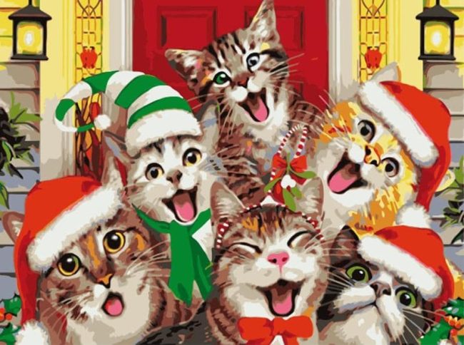 Christmas Cats Painting Kit Paint By Numbers