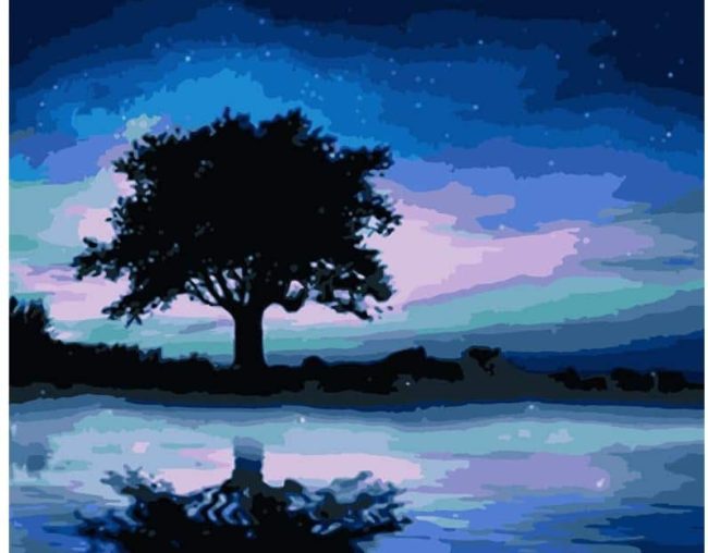 Starry Tree Landscape Paint By Numbers