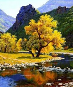 Mountain River Landscape Paint By Numbers