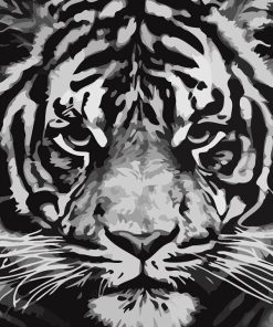 Tiger Majestic Black and White Paint By Numbers