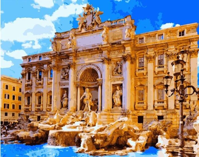 Roman Trevi Fountain Scenic Paint By Numbers