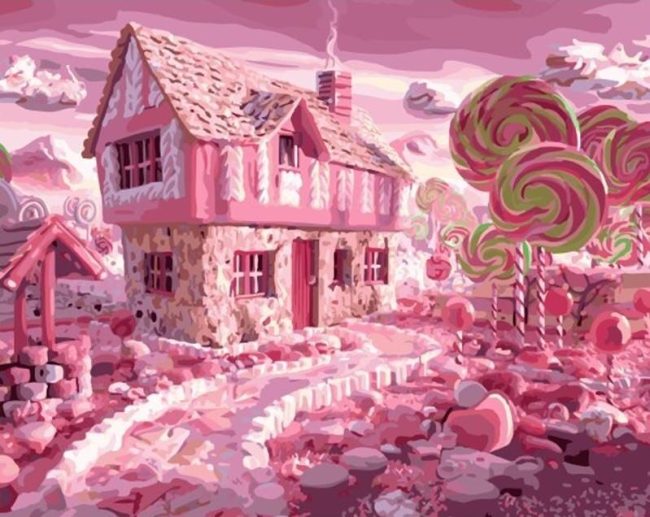 Pink Candy City House Paint By Numbers