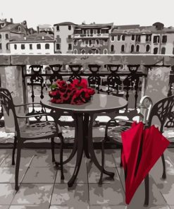 Red Umbrella Cityscape Paint By Numbers