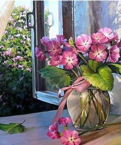 Pink Floral Vase Paint By Numbers