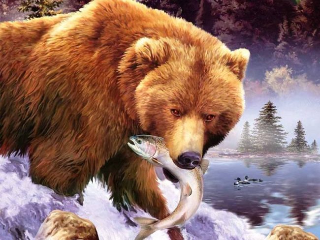 Bears Eating Salmon Paint By Numbers