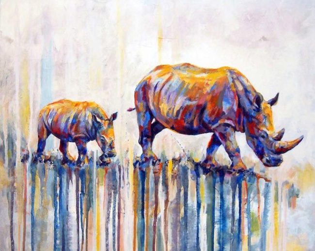 Colorful Rhino Animal Paint By Numbers