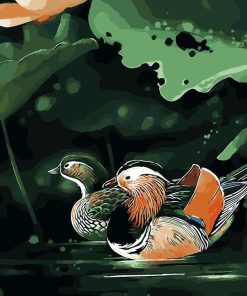 Swimming Mandarin Duck Paint By Numbers