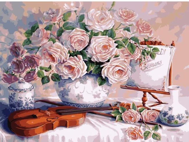 Pink Roses Bloom Paint By Numbers