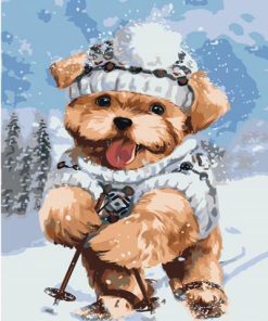 Dog Skiing Winter Delight Paint By Numbers