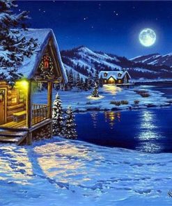 Snowy Christmas Landscape Paint By Numbers
