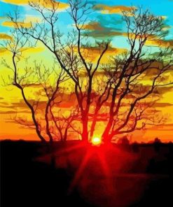 Golden Sunrise Landscape Paint By Numbers