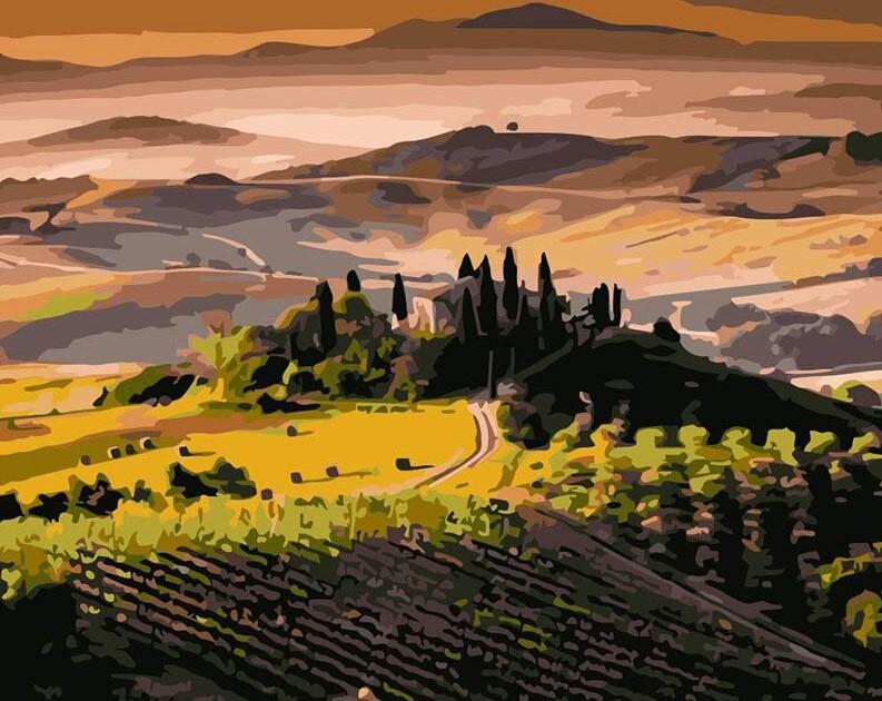 Finished artwork of Tuscany Fields Landscape View