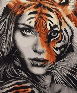 Half Lion Woman Paint By Numbers