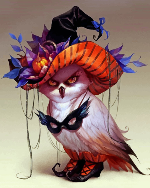 Finalizing the artwork with the Halloween Witch Owl Kit Step 3