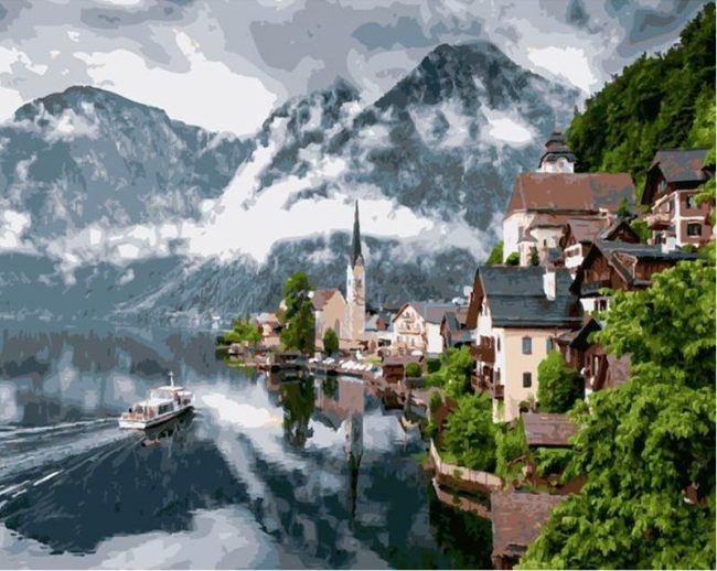 Winter Hallstatt Austria Paint By Numbers