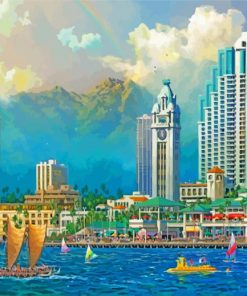 Honolulu Aloha Tower Paint By Numbers