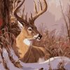 Deer in Snow Paint By Numbers
