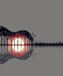 Lake View Guitar Landscape Paint By Numbers