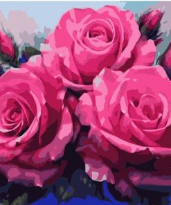 Pink Roses Floral Art Paint By Numbers