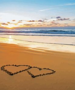 Beach Sunset Hearts Paint By Numbers