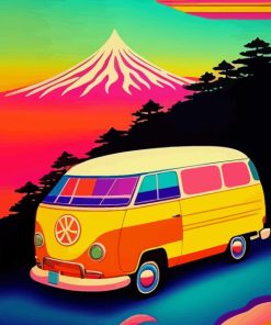 Hippie Van Colorful Camper Paint By Numbers