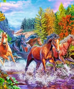 River Horses Herd Paint By Numbers