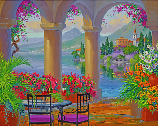 Finalizing Lake Como Scenic Artwork