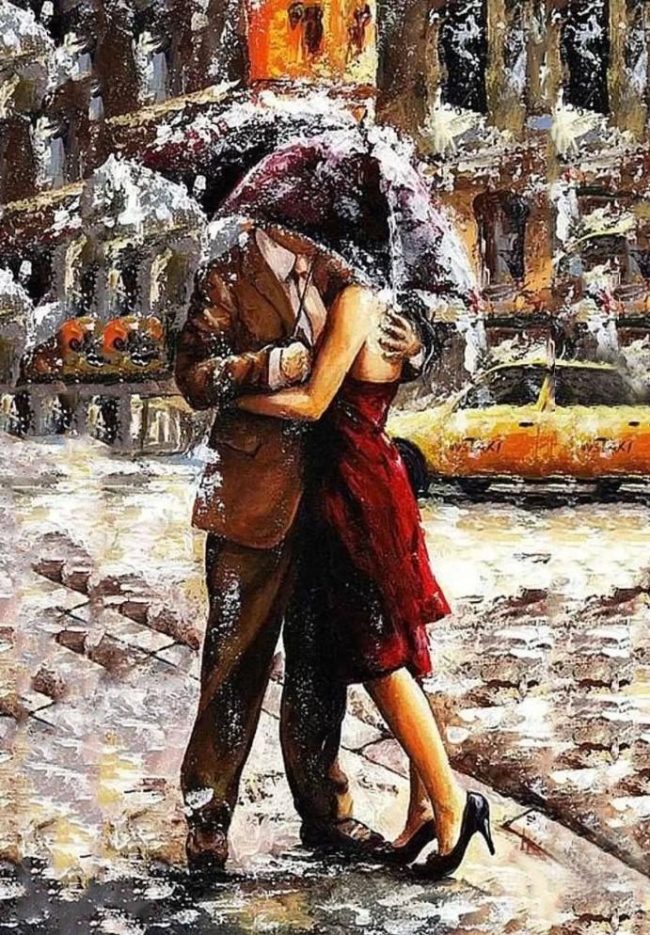 Romantic Snowy Hug Paint By Numbers