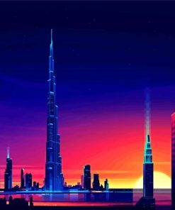 Dubai Skyline Nights Paint By Numbers