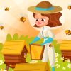 Girl with Cartoon Bees Paint By Numbers