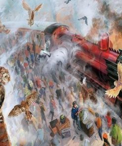 Owls and Trains Scene Paint By Numbers
