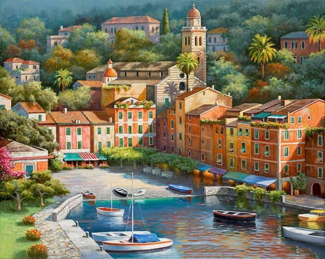 Italian Harbour Cityscape Paint By Numbers