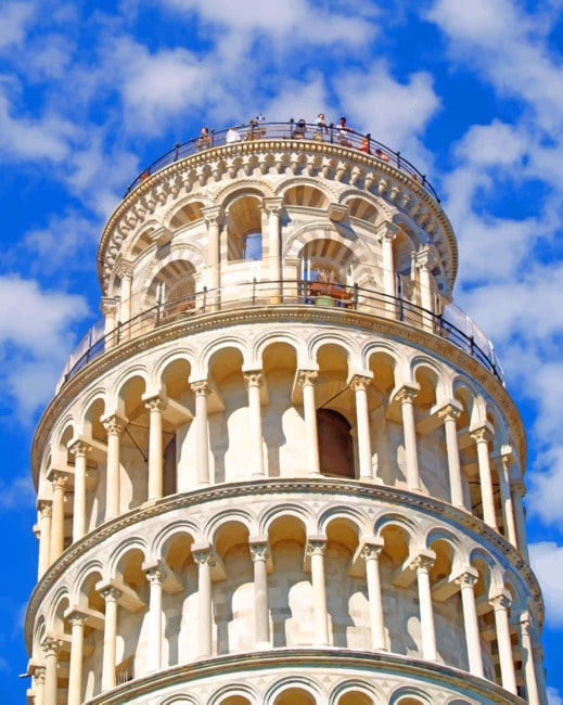 Finish artwork with Leaning Tower of Pisa paint by numbers