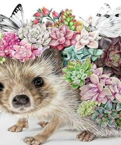Hedgehog with Flowers Paint By Numbers