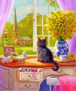 Kitten by Window Paint By Numbers