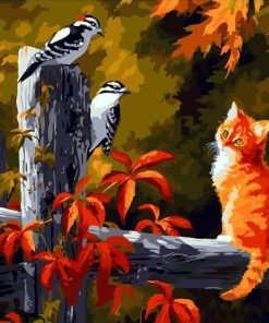 Kitten and Bird Friends Paint By Numbers