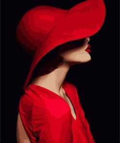 Lady In Red Hat Paint By Numbers