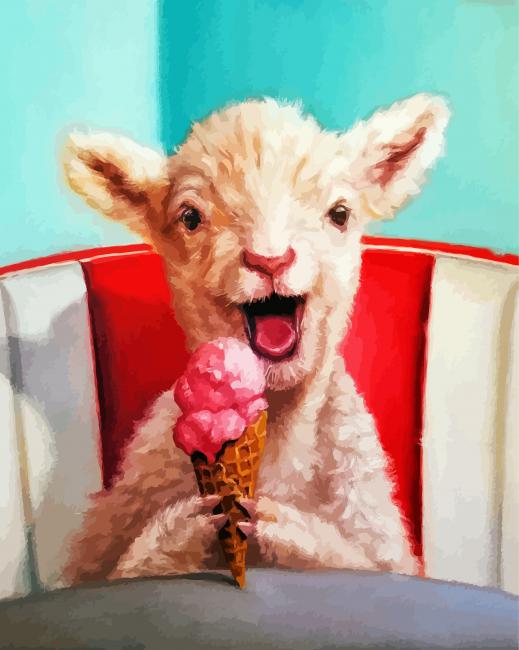 Finalizing Artwork of Lamb Enjoying Ice Cream