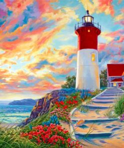 Lighthouse Sunset Seascape Paint By Numbers