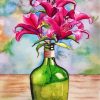 Pink Lilies in Glass Bottle Paint By Numbers