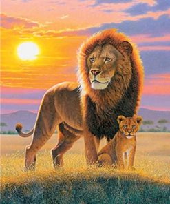 Majestic Lion and Cub Paint By Numbers
